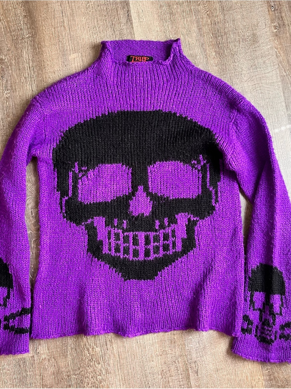 Tripp NYC skull sweater XS purple goth punk emo